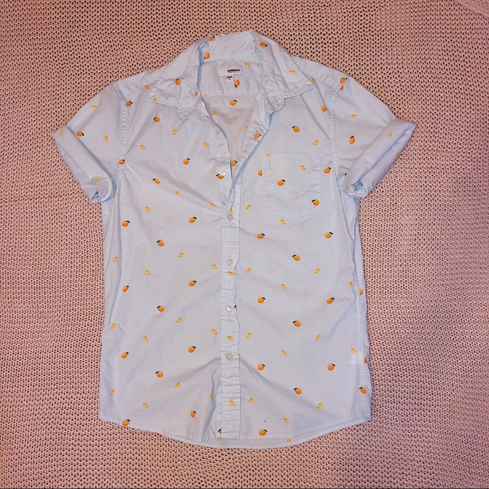 Peach Print Button Down!